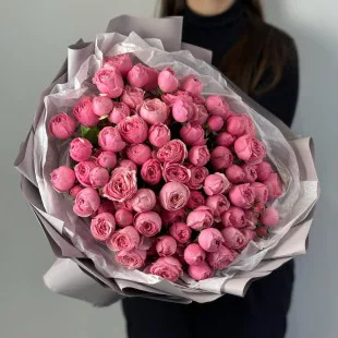Пышный букет пионовидных роз Silva Pink